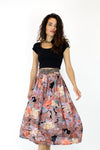 80s Dark Floral Pocket Skirt M/L