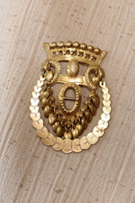 Intricate Brass Medallion Brooch