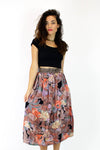 80s Dark Floral Pocket Skirt M/L