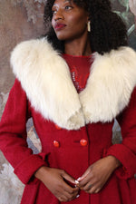Cranberry Bouclé Princess Coat M