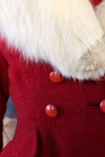 Cranberry Bouclé Princess Coat M