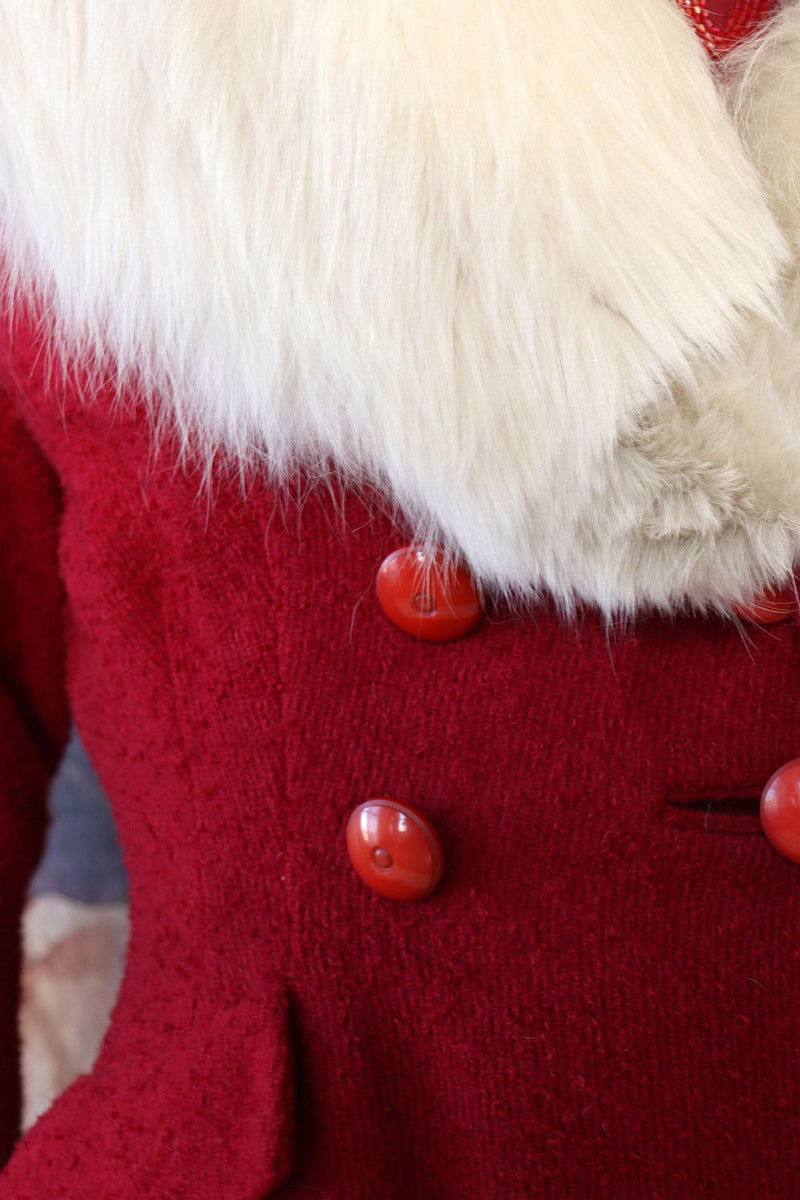 Cranberry Bouclé Princess Coat M