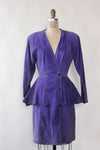 Purple Suede Peplum Dress S/M
