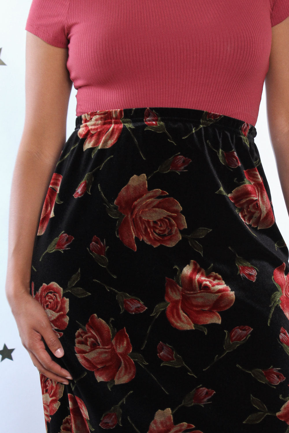 Moody Velvet Floral Skirt M/L