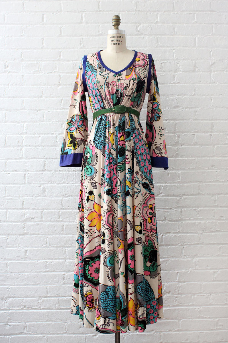 Peacock Party Caftan Dress XS-M