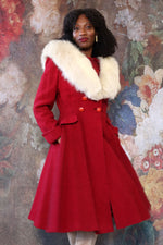 Cranberry Bouclé Princess Coat M