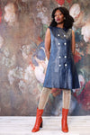 Navy Leather Mod Dress M