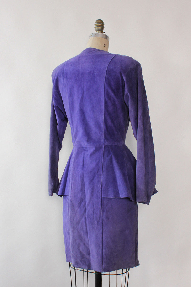 Purple Suede Peplum Dress S/M OMNIA Purple Suede Peplum Dress S/M OMNIA