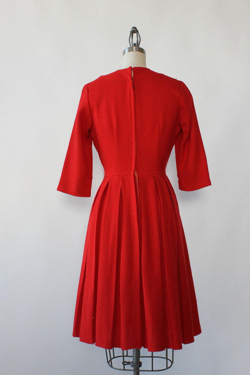 Poinsettia Red Boucle Dress S