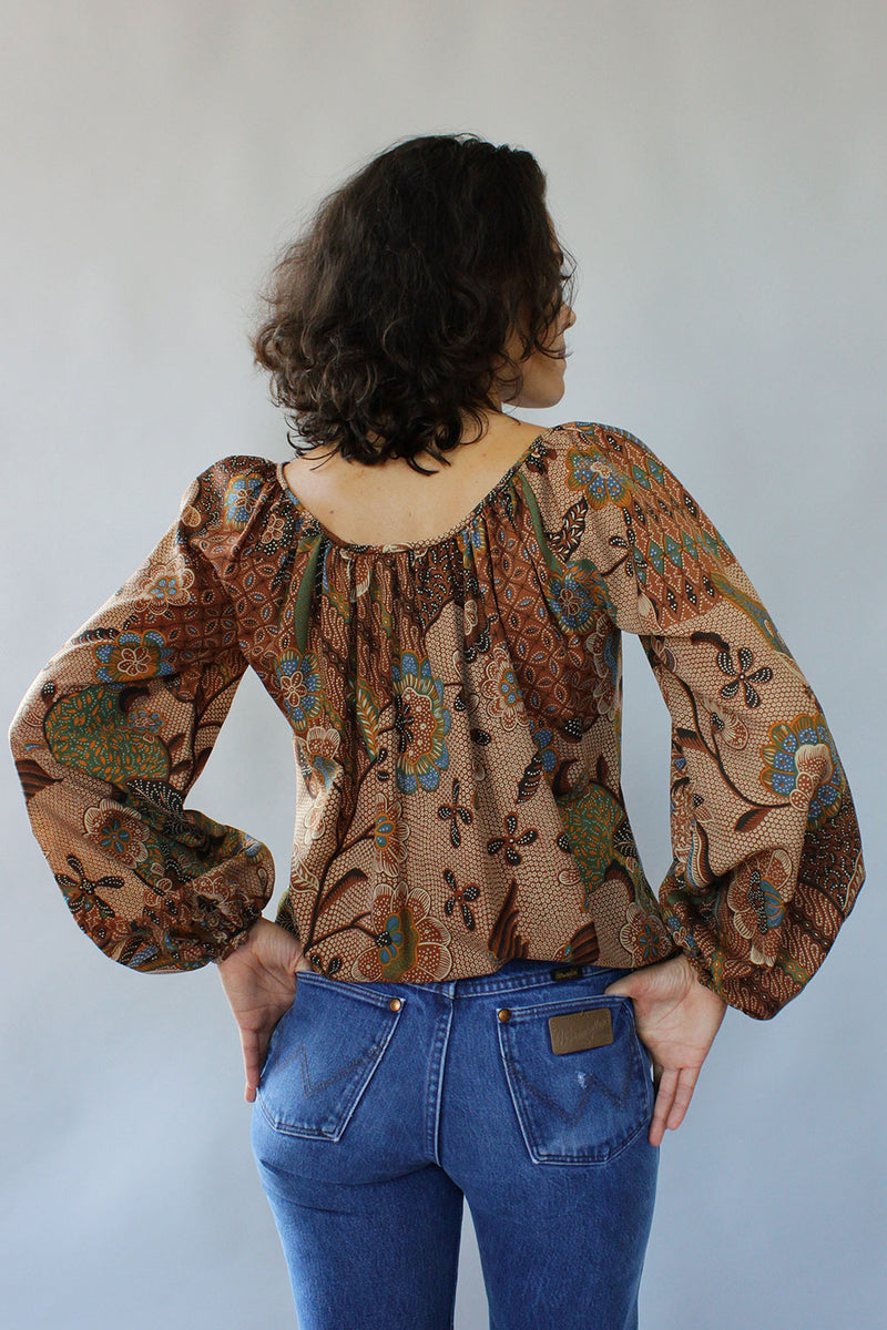 Chelsea Batik Bishop Sleeve Top M/L