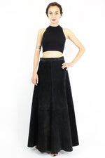 black suede maxi skirt M