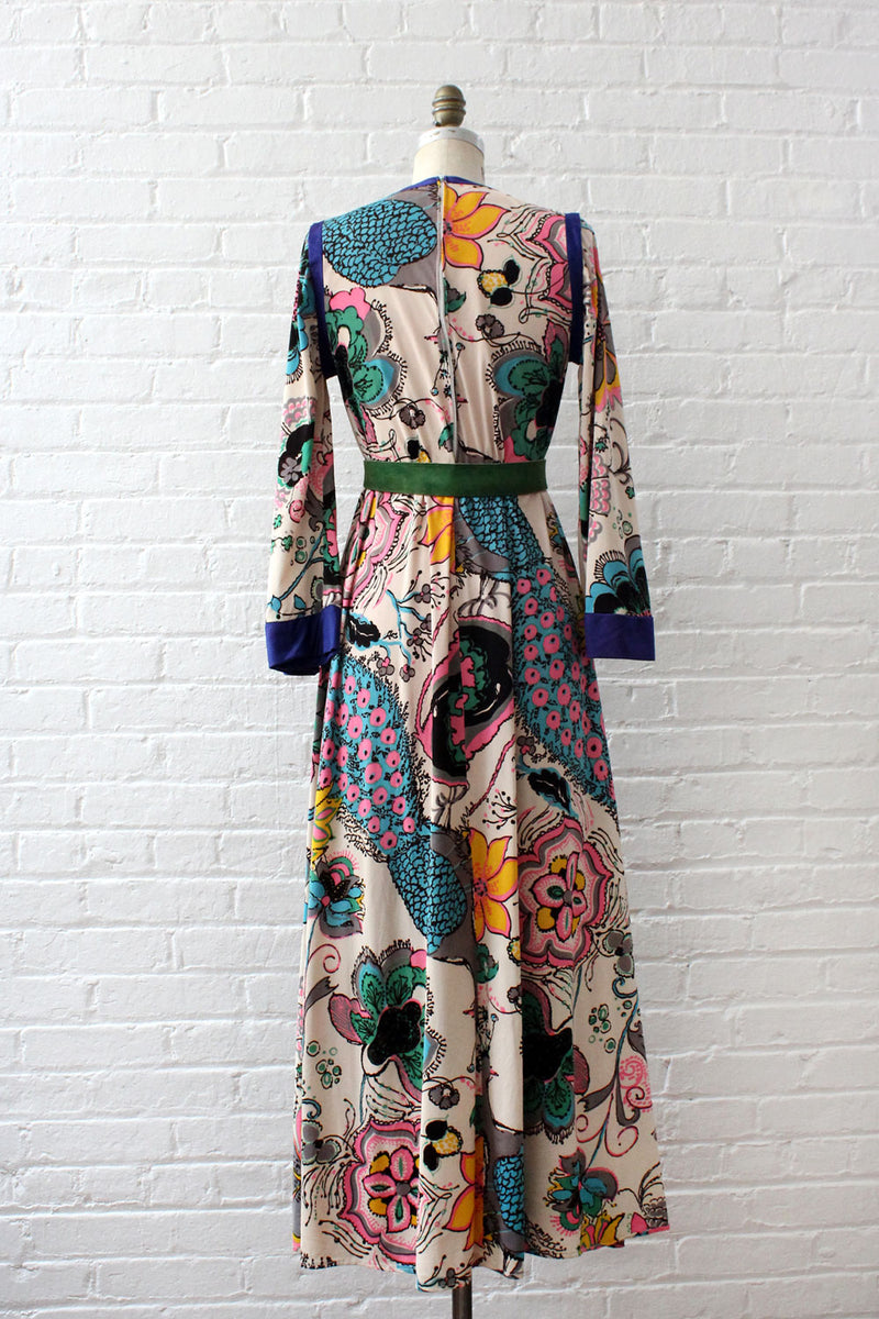 Peacock Party Caftan Dress XS-M