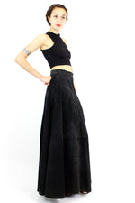 black suede maxi skirt M