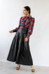 Black Leather Yoke Skirt S