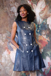 Navy Leather Mod Dress M
