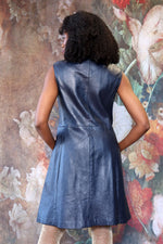 Navy Leather Mod Dress M