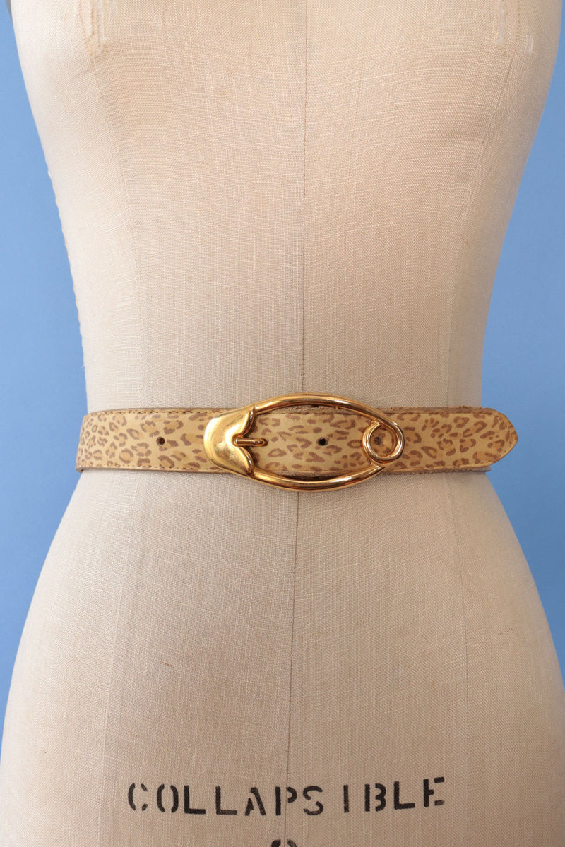 Leopard Leather Pin Buckle Belt