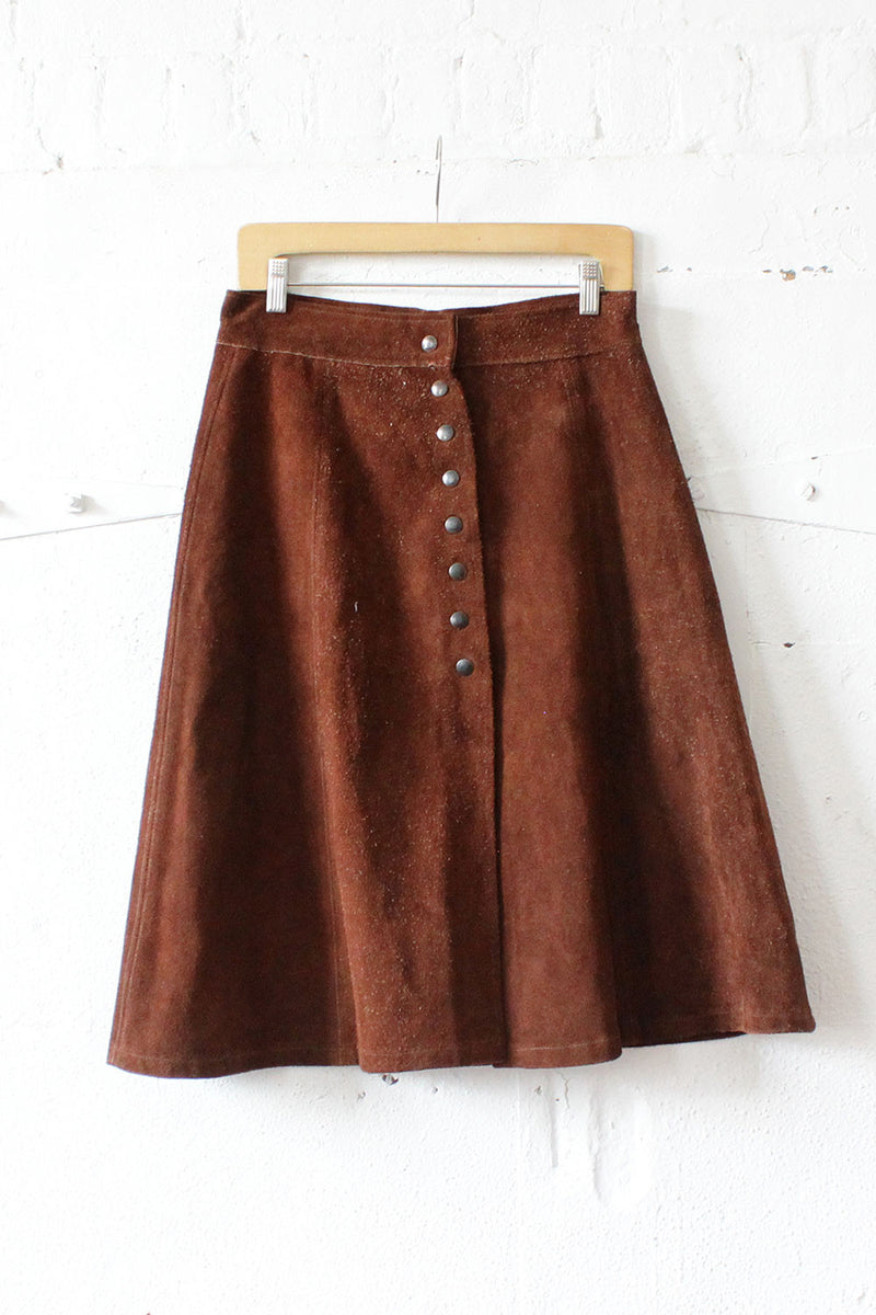 Chocolate 70s Suede Skirt M