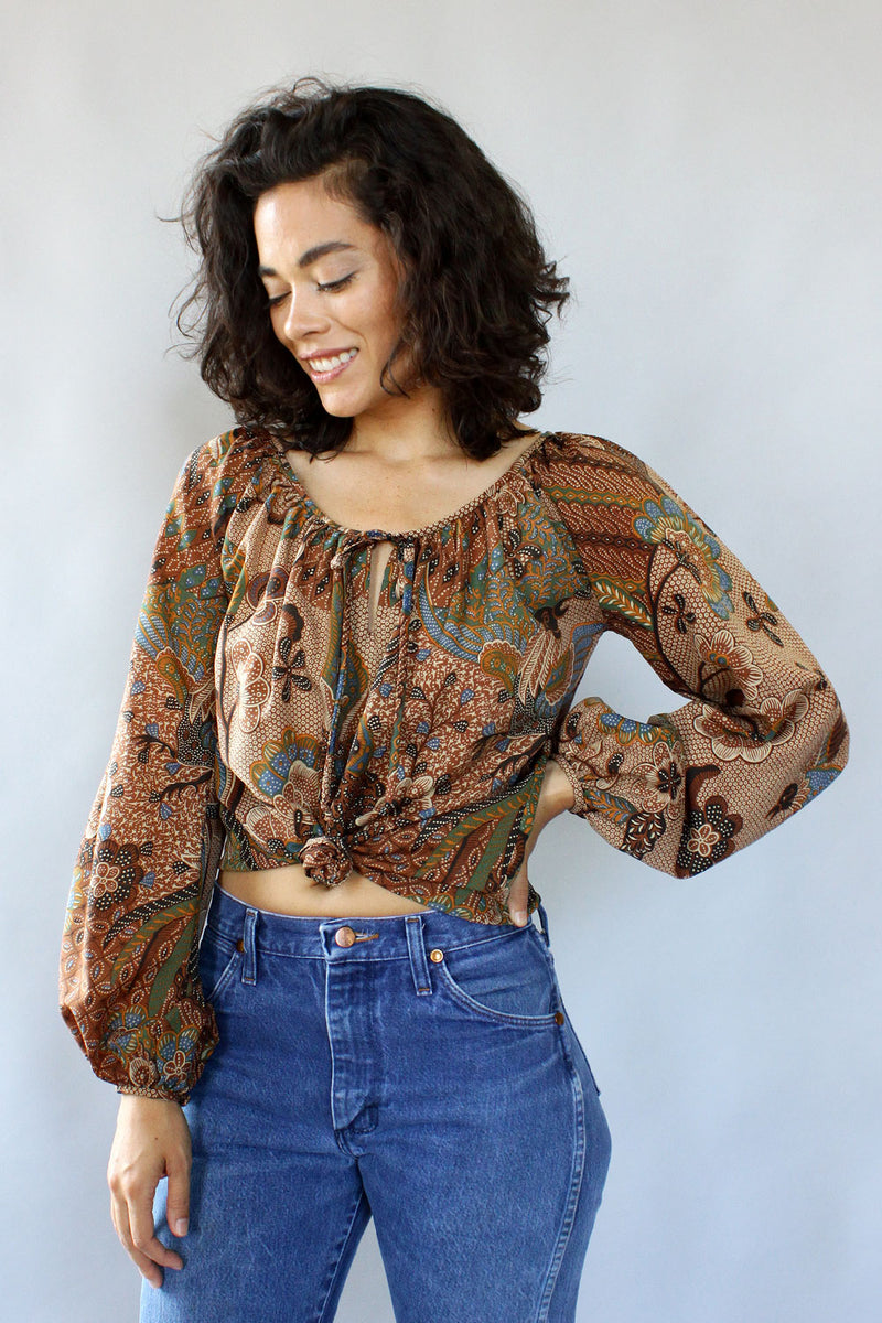 Chelsea Batik Bishop Sleeve Top M/L
