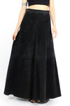 black suede maxi skirt M