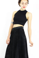 black suede maxi skirt M