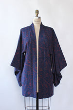 Navy Crimson Hand Painted Haori S-L