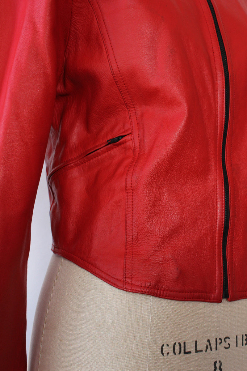 Ruby Red Leather Jacket M/L