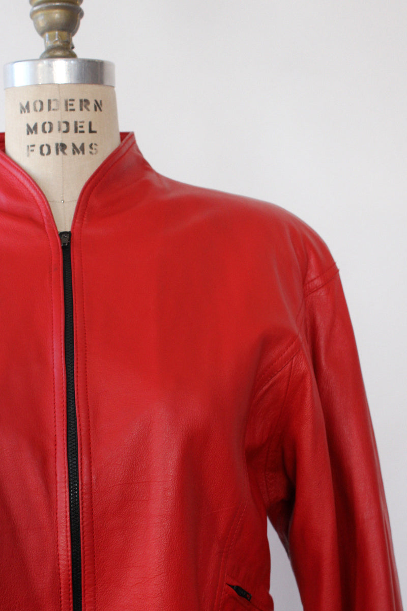 Ruby Red Leather Jacket M/L