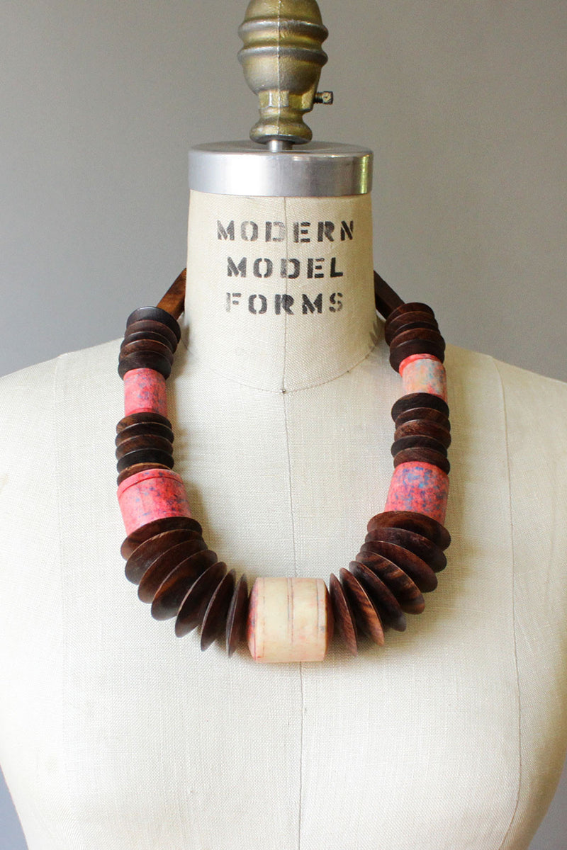 Joan Wooden Disc Necklace