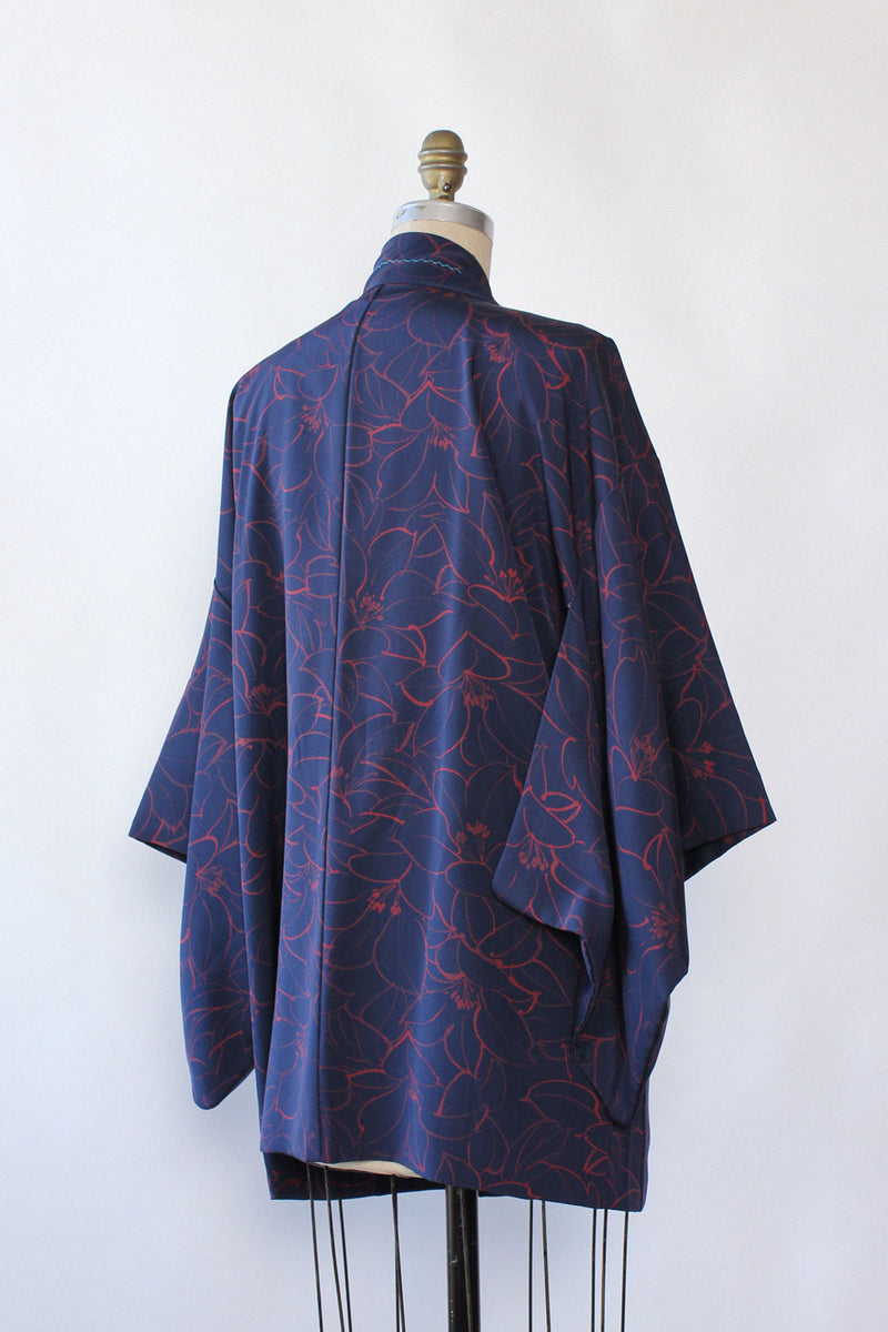Navy Crimson Hand Painted Haori S-L