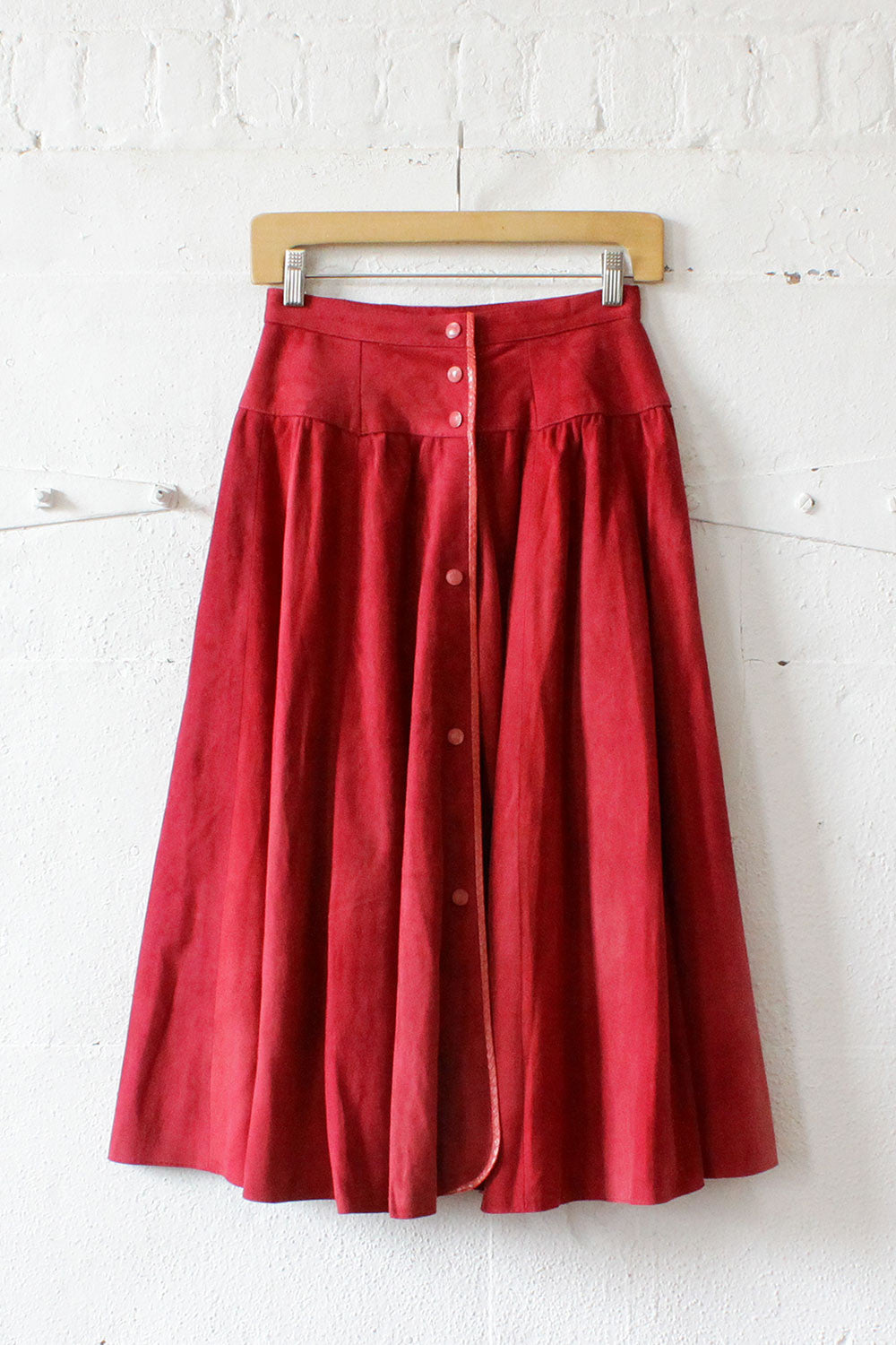 Ruby Red Suede Skirt XS