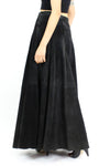 black suede maxi skirt M