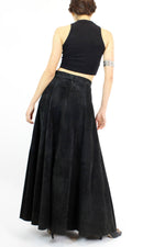 black suede maxi skirt M