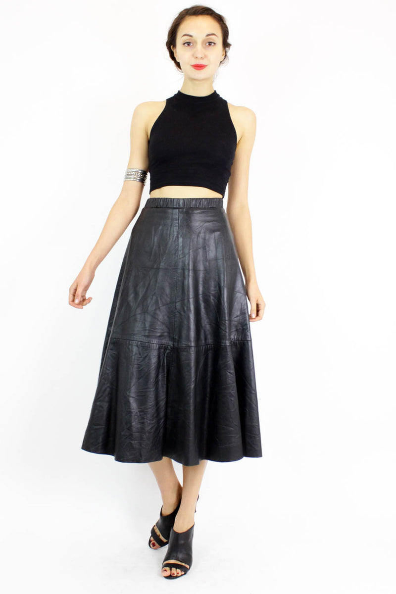 buttery leather midi skirt M