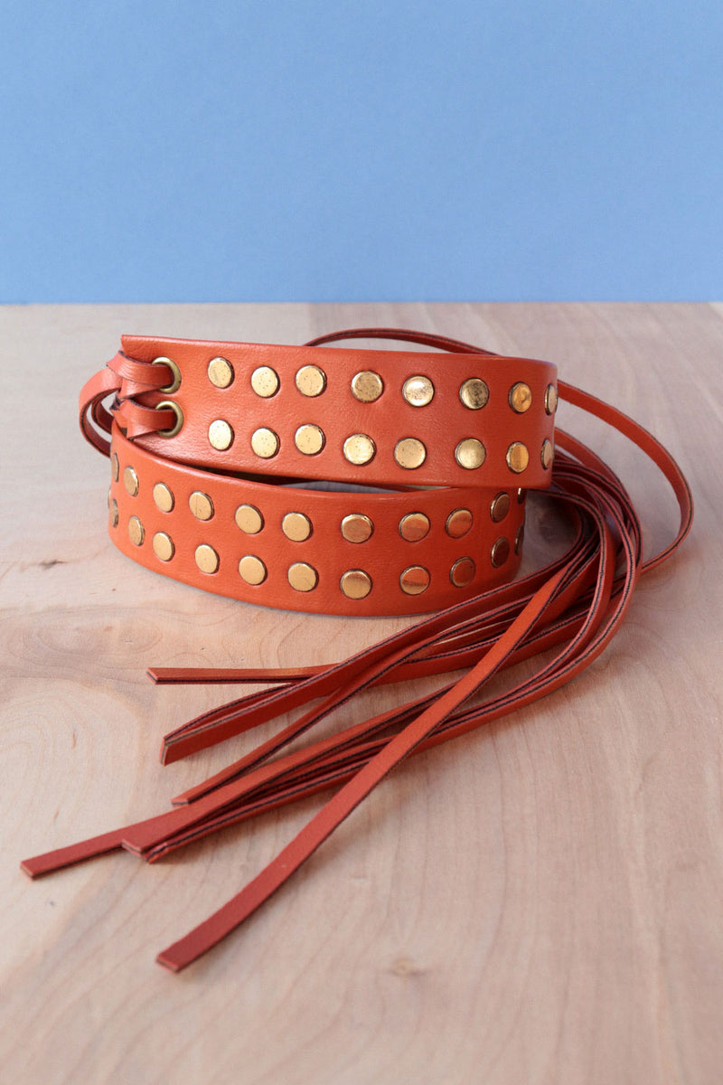 Studded Pumpkin Tie Belt