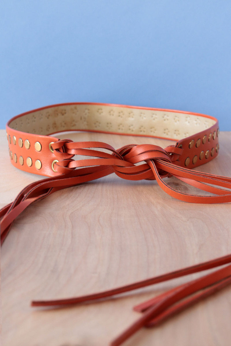 Studded Pumpkin Tie Belt