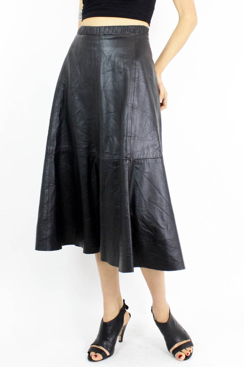buttery leather midi skirt M