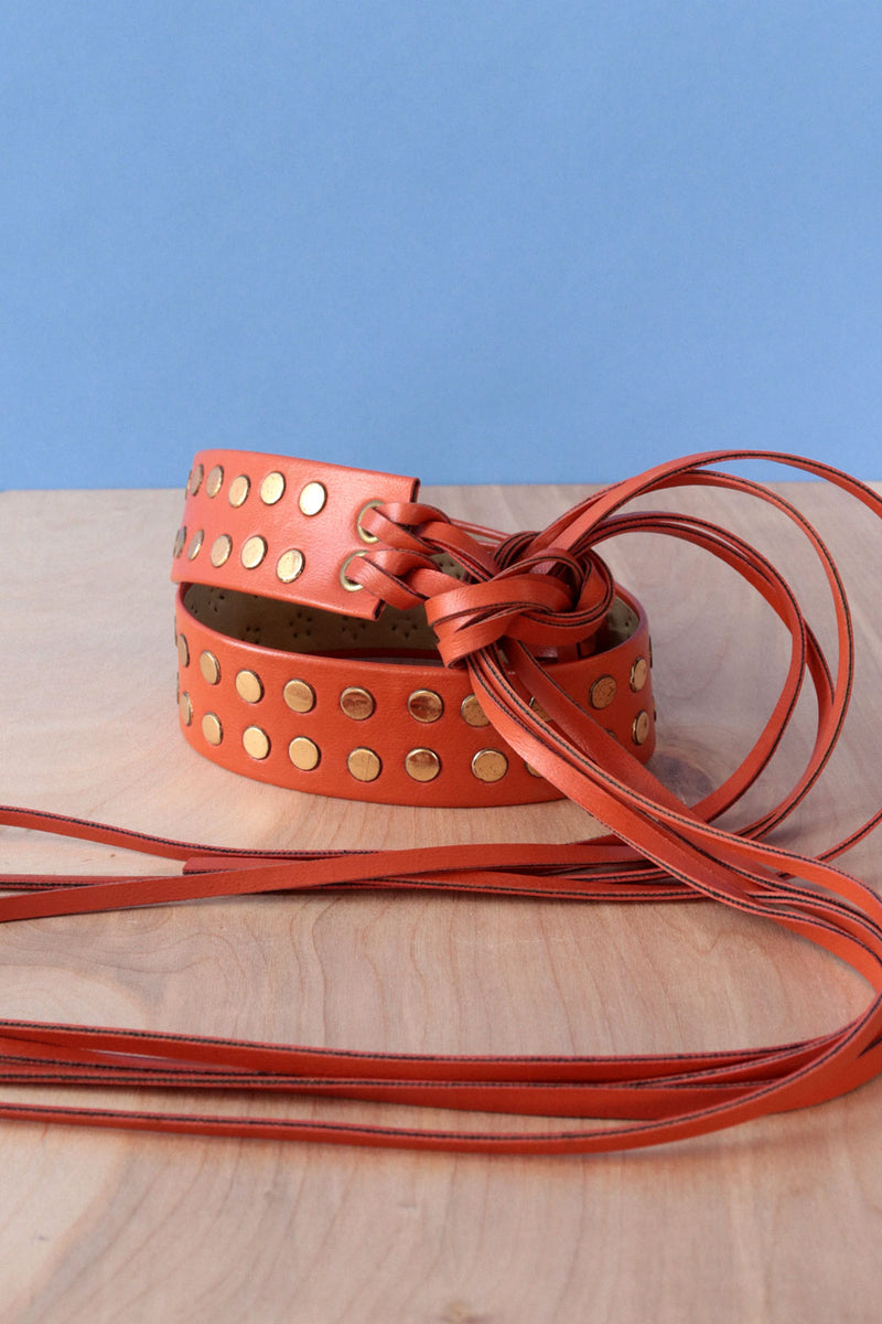 Studded Pumpkin Tie Belt