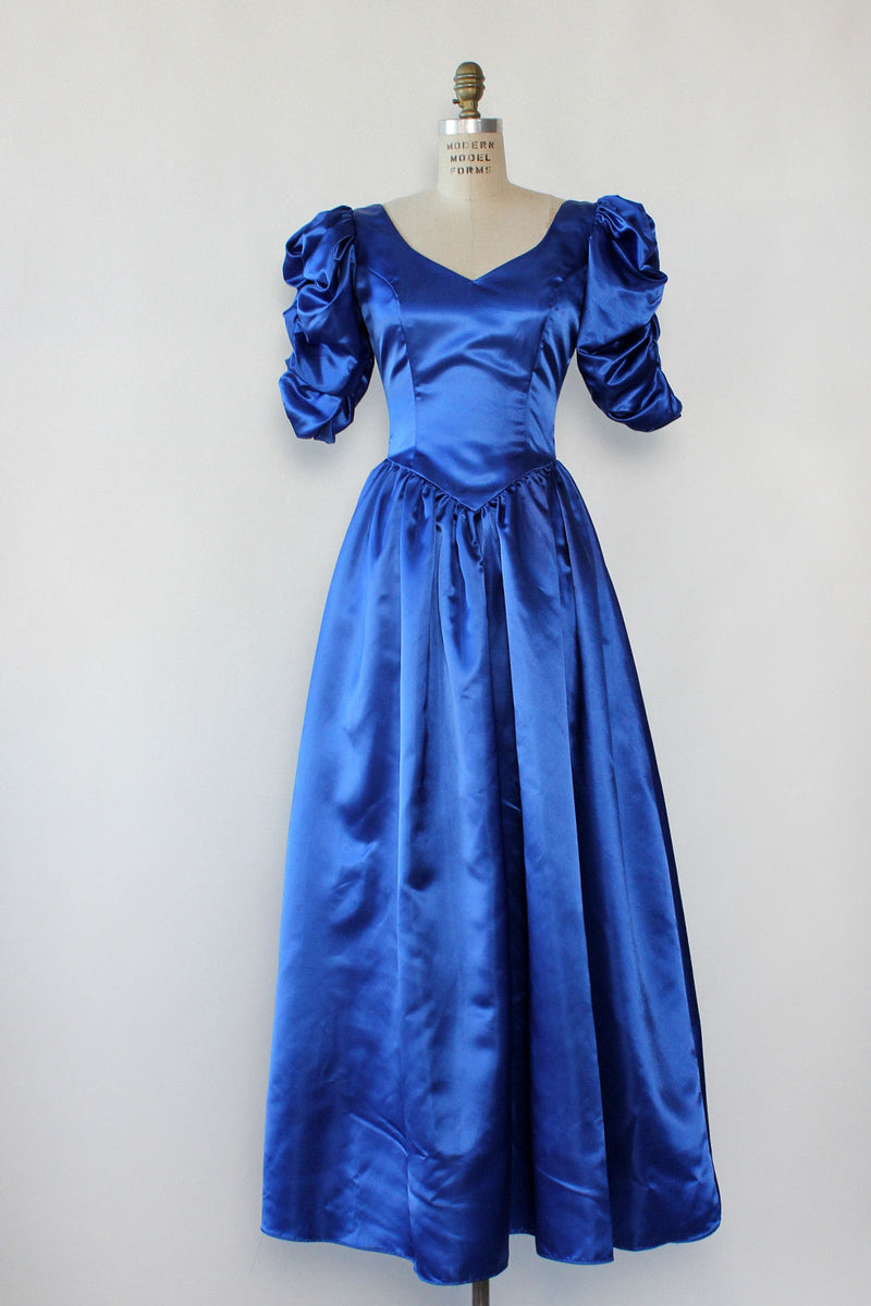 Cobalt Satin Princess Gown M