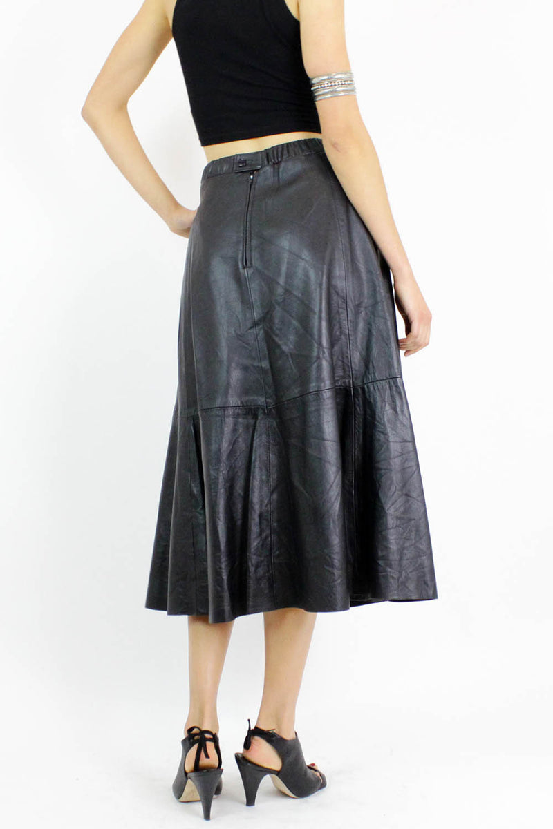 buttery leather midi skirt M