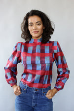 Brooke Plaid Satin Blouse S/M