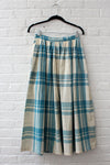 Teal & Ivory Plaid Cotton Skirt S
