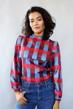 Brooke Plaid Satin Blouse S/M