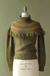 Gotham Moss Fringe Sweater S/M