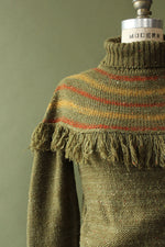 Gotham Moss Fringe Sweater S/M