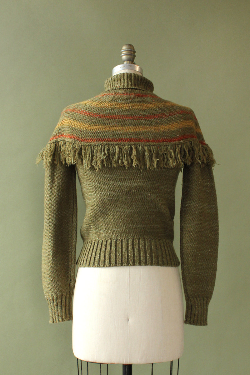 Gotham Moss Fringe Sweater S/M