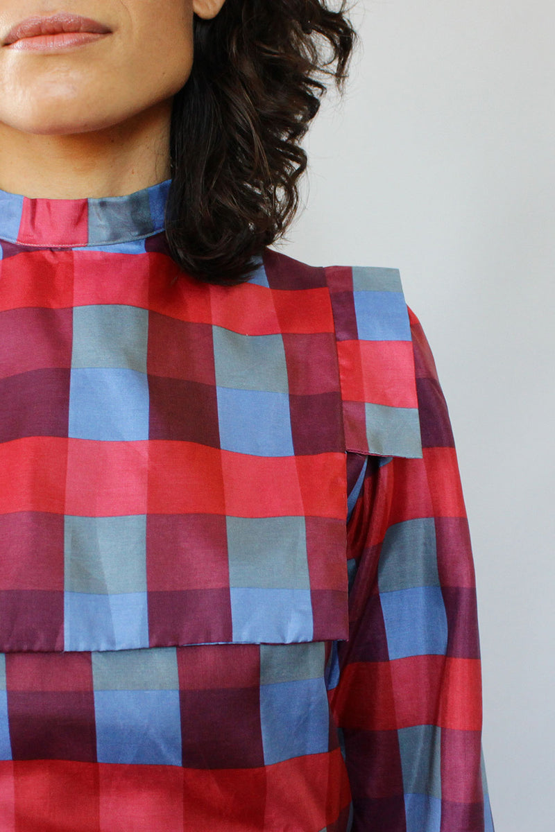 Brooke Plaid Satin Blouse S/M