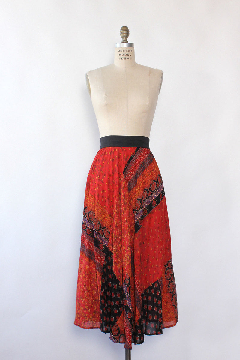 Abstract Mixed Media Flowy Skirt M/L