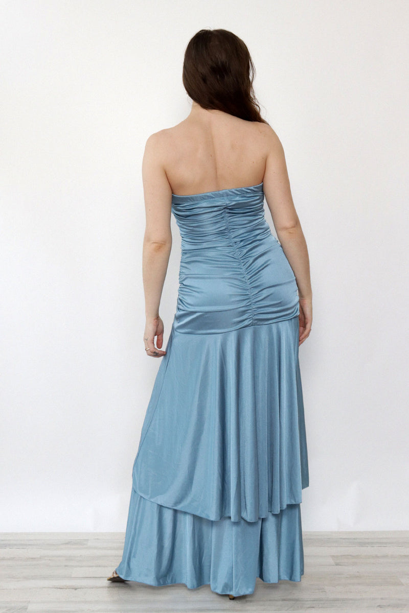 Ice Blue Ruched Dress M