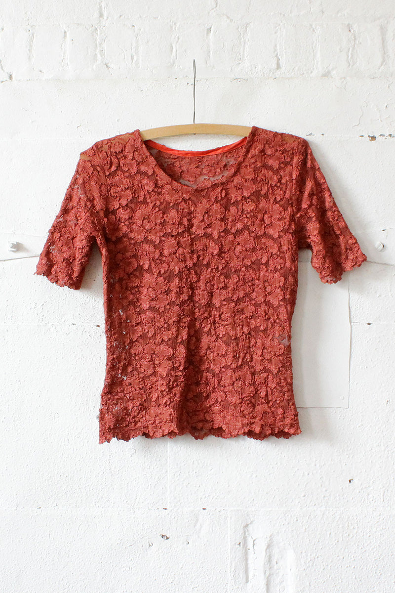 Brick Burgundy Lace Tee M/L